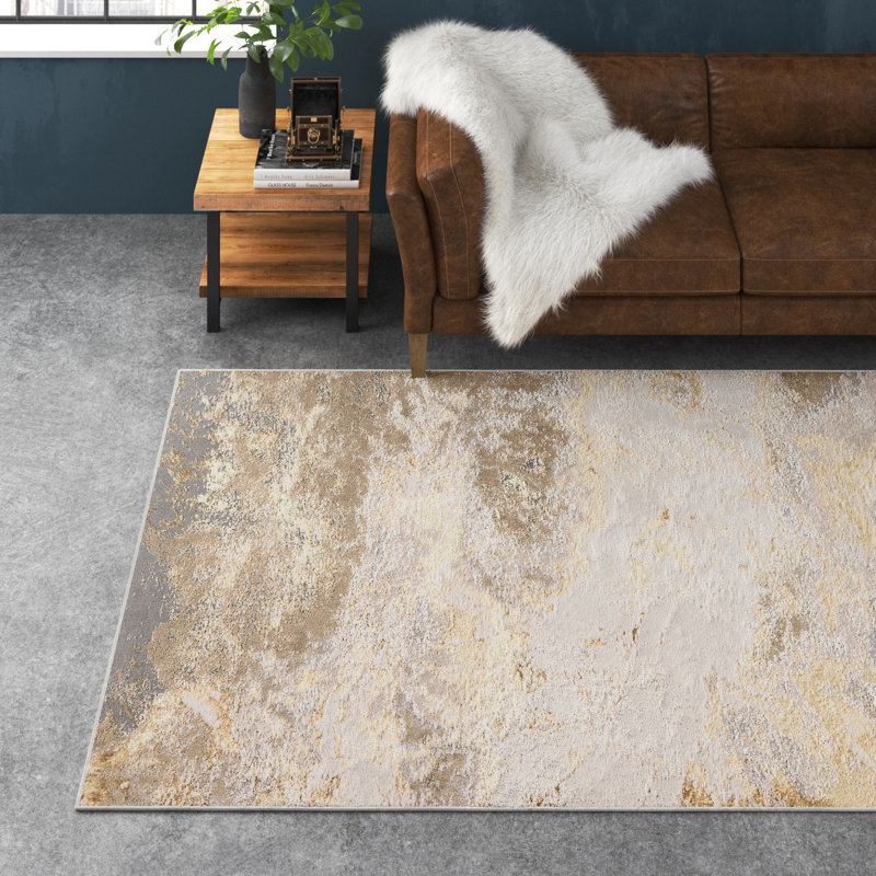 Steelside™ Kari Gray/Gold Indoor Area Rug & Reviews Wayfair
